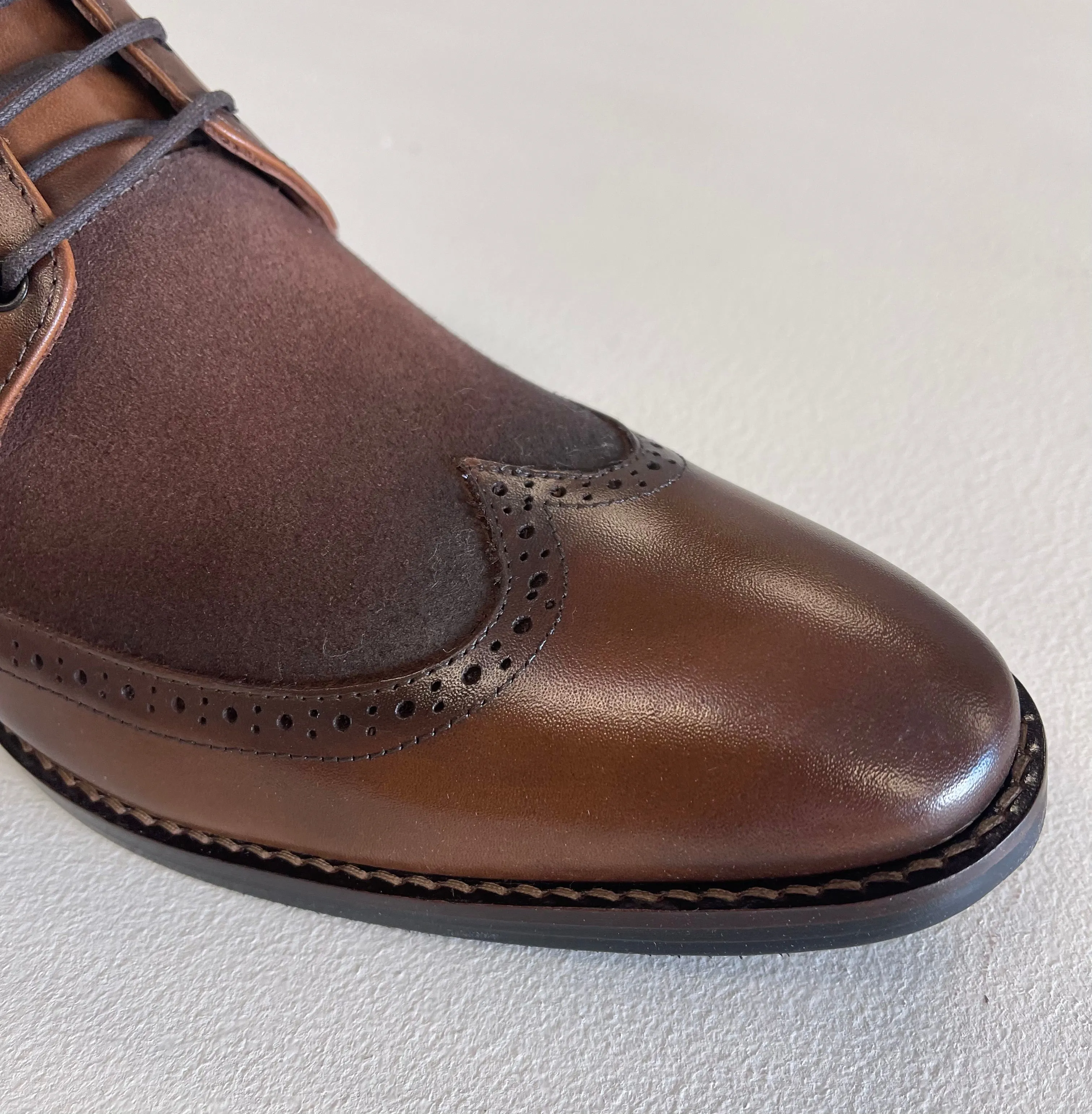 FERRACINI ISMAEEL LEATHER SUEDE WING TIP DRESS SHOE 5699