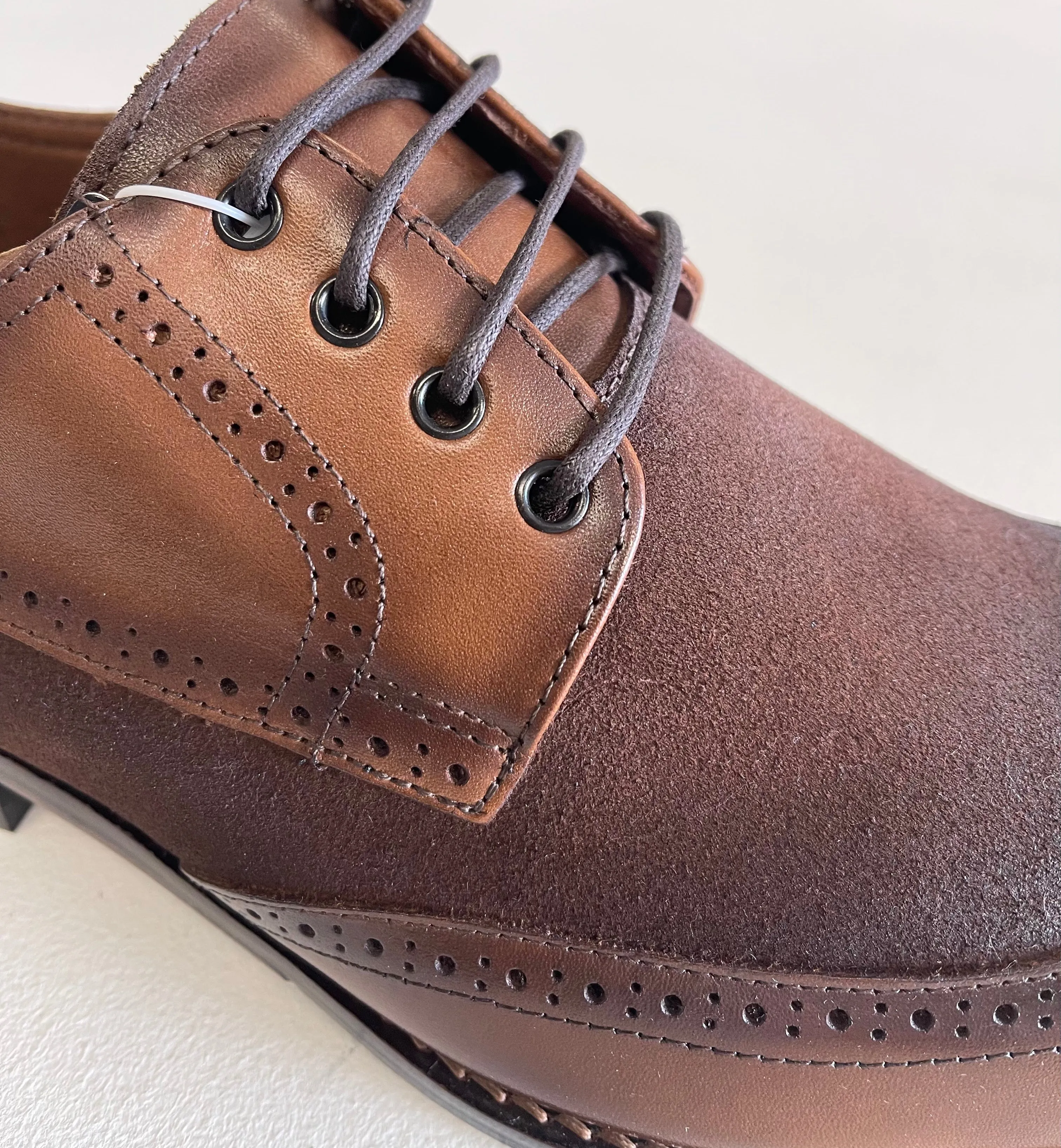 FERRACINI ISMAEEL LEATHER SUEDE WING TIP DRESS SHOE 5699