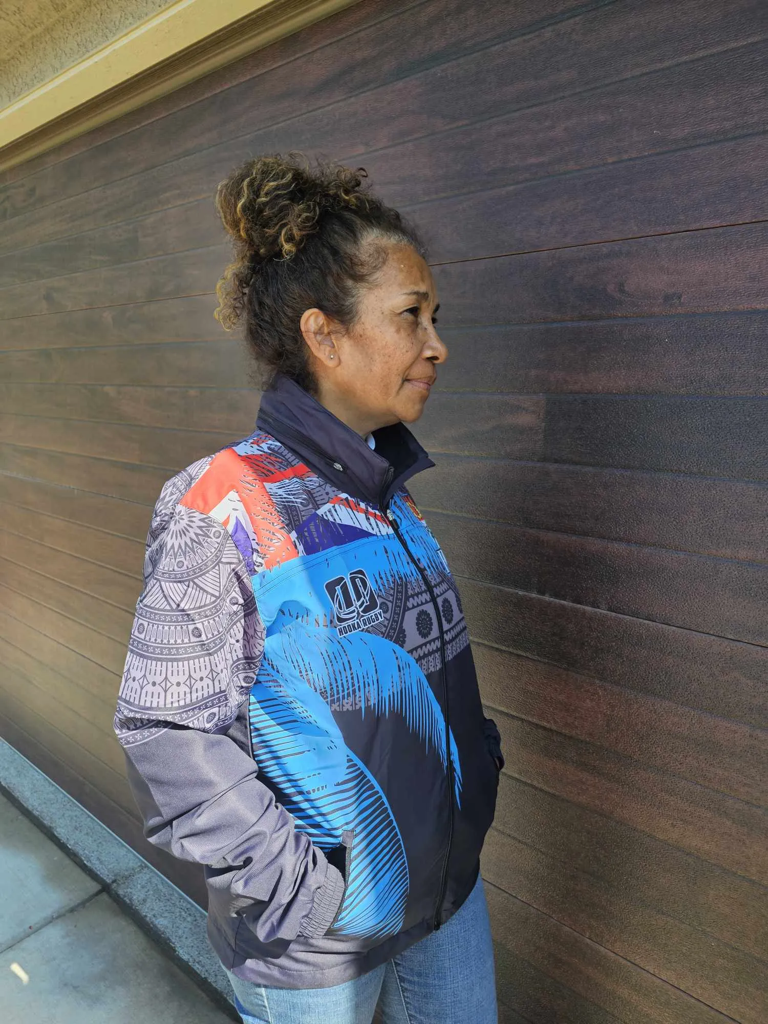 Fiji tapa/flag palm designed wind breaker