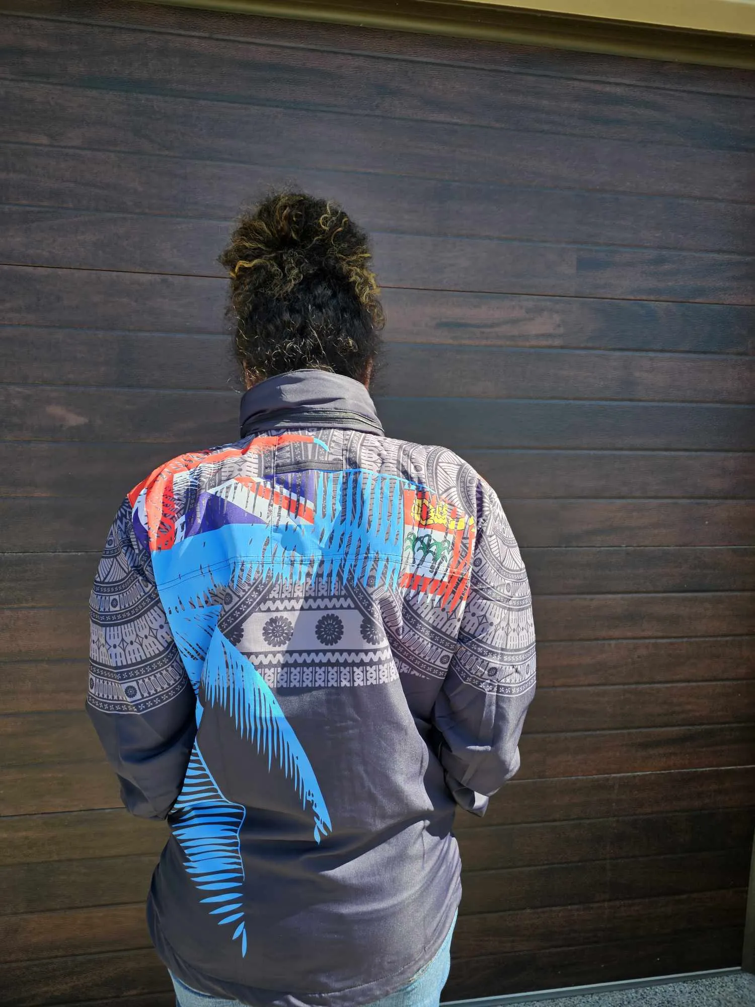 Fiji tapa/flag palm designed wind breaker