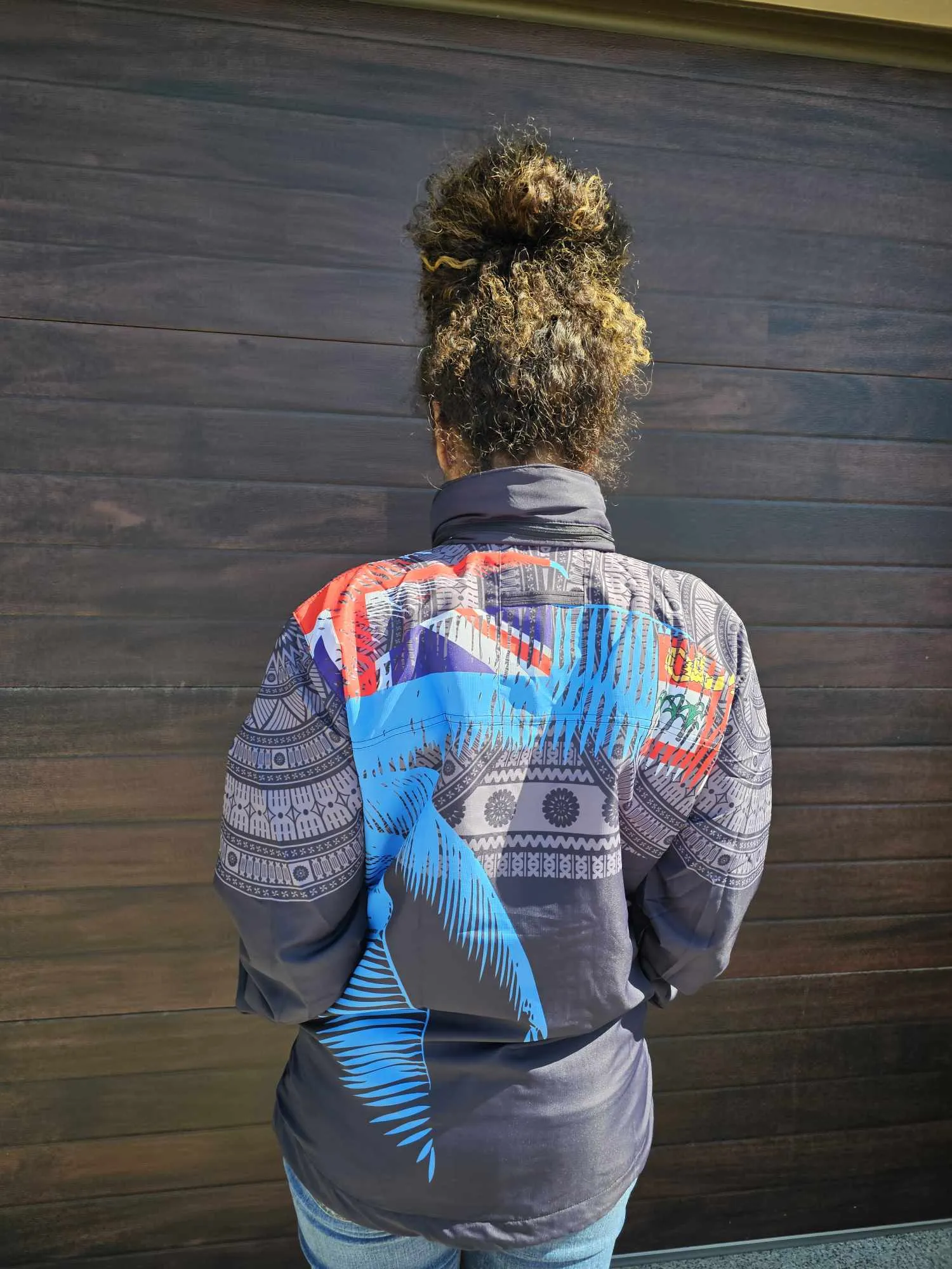 Fiji tapa/flag palm designed wind breaker
