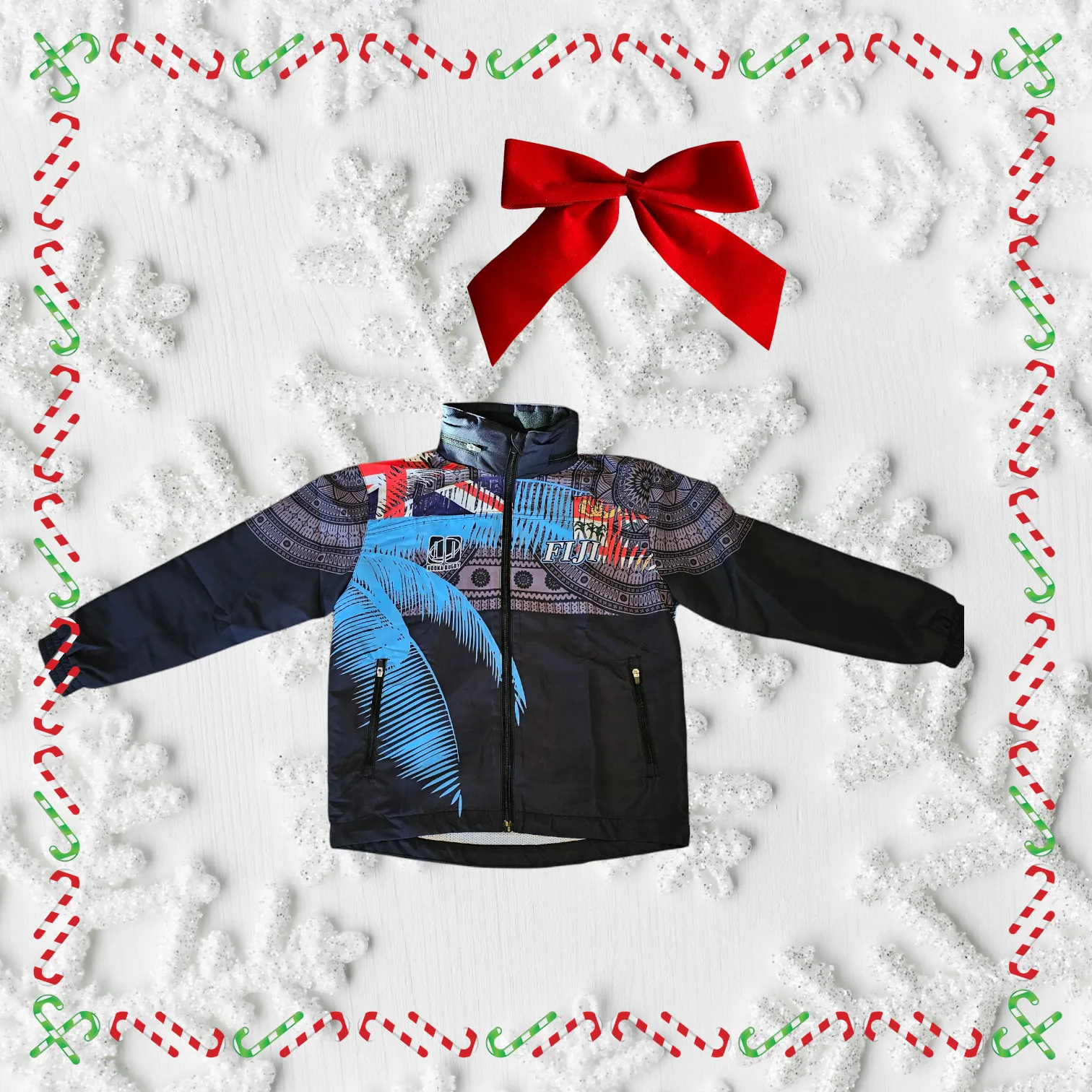 Fiji tapa/flag palm designed wind breaker