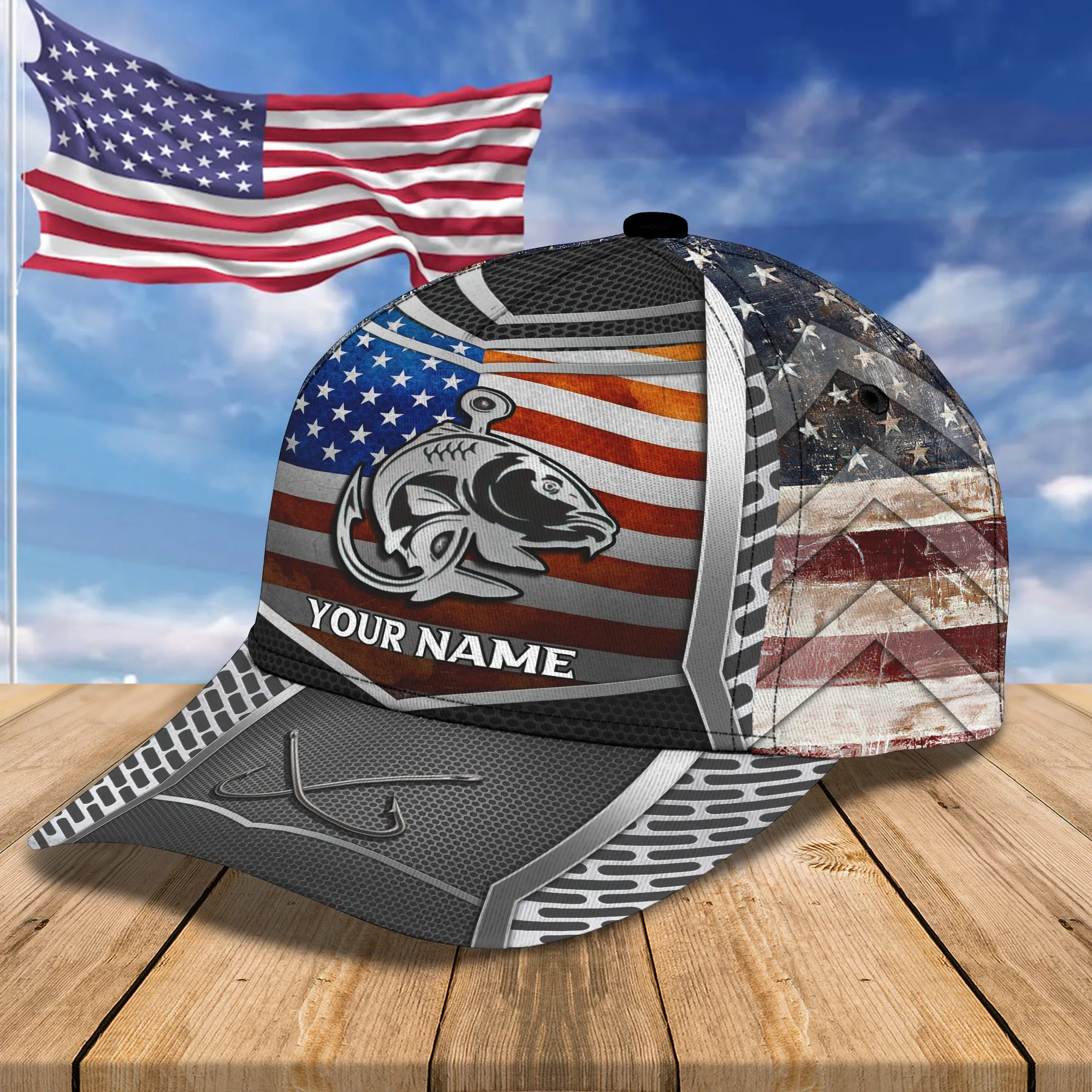 Fishing America - Personalized Name Cap - Urt96