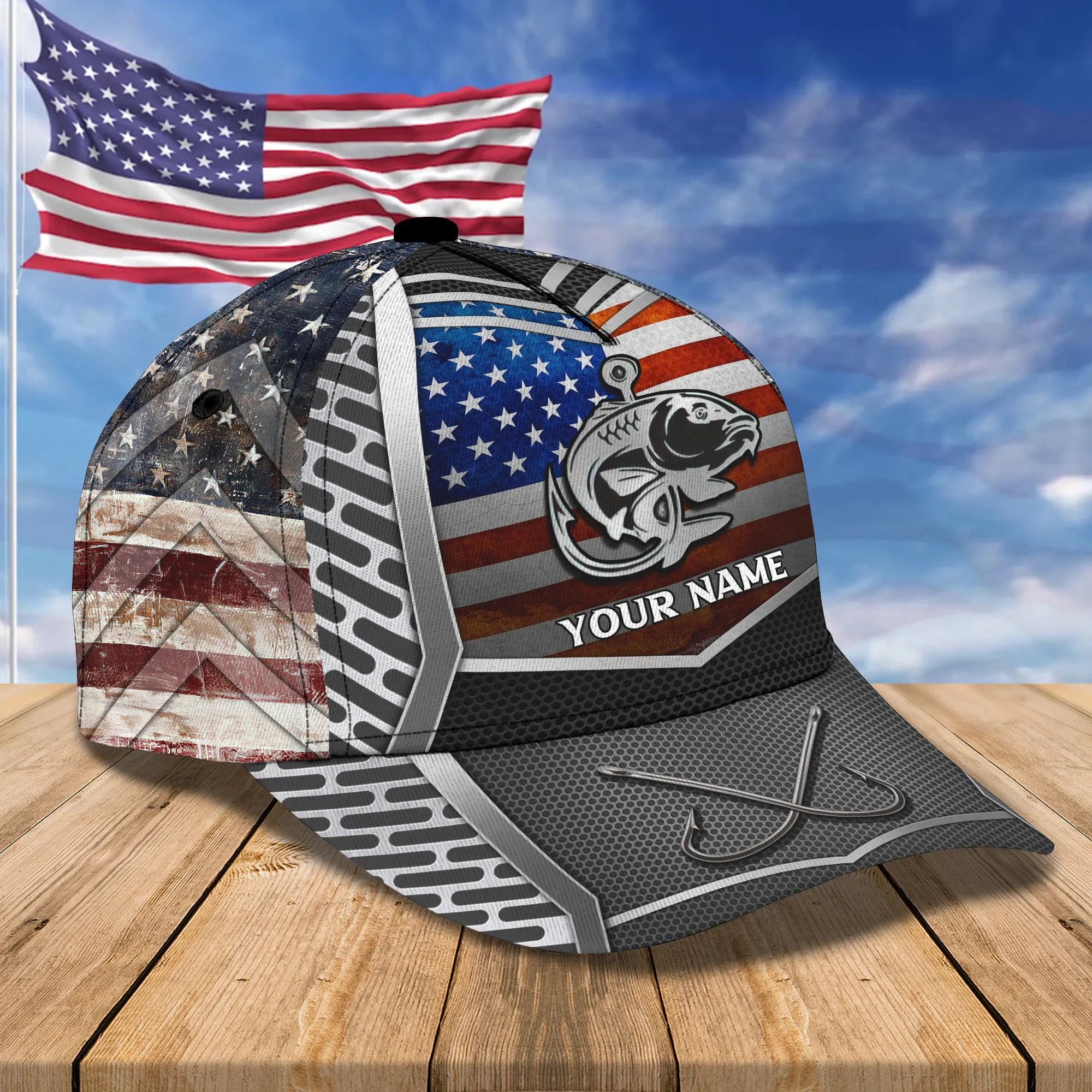Fishing America - Personalized Name Cap - Urt96