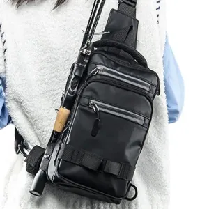 Fishing Backpack With Rod Holder Waterproof Fishing Bag Sling Fishing Backpack With Rod Holder Lightweight Fishing Pack Single