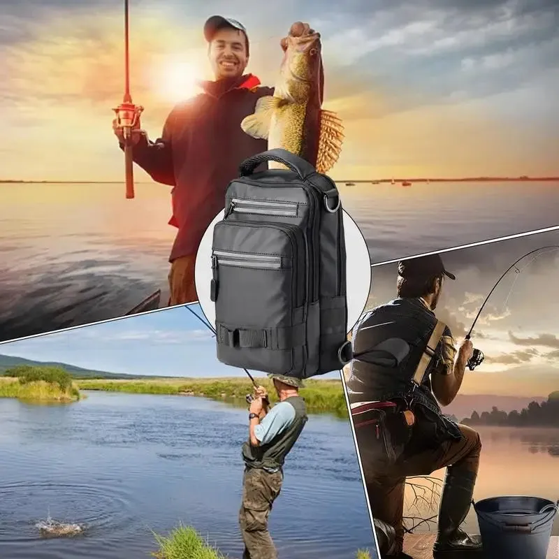 Fishing Backpack With Rod Holder Waterproof Fishing Bag Sling Fishing Backpack With Rod Holder Lightweight Fishing Pack Single