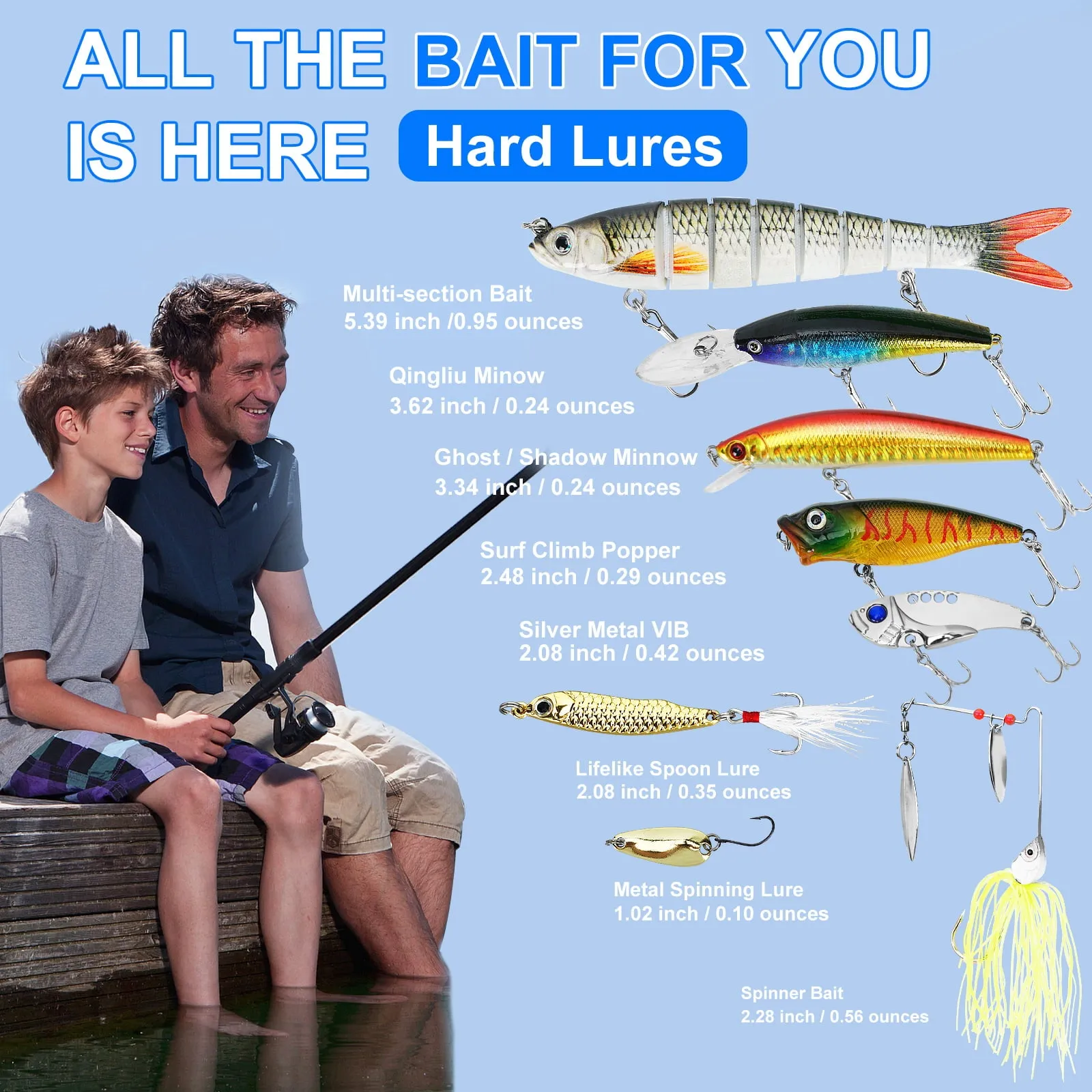 Fishing Lures Tackle Box Bass Fishing Baits Including Animated Lure,Crankbaits,Soft Plastic Worms,Topwater Lures etc Saltwater & Freshwater Fishing Gear Kit for Bass,Trout, Salmon.
