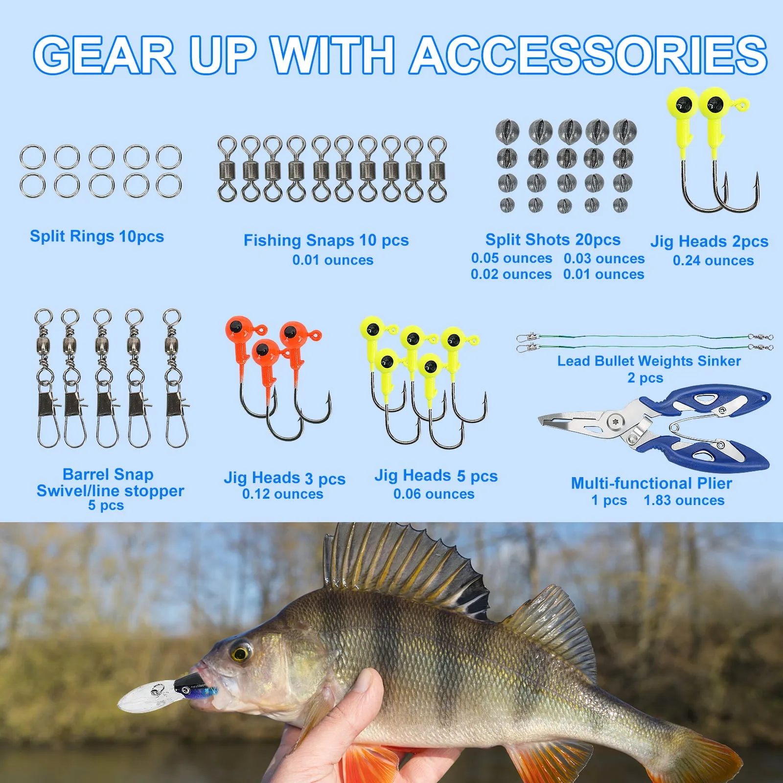 Fishing Lures Tackle Box Bass Fishing Baits Including Animated Lure,Crankbaits,Soft Plastic Worms,Topwater Lures etc Saltwater & Freshwater Fishing Gear Kit for Bass,Trout, Salmon.