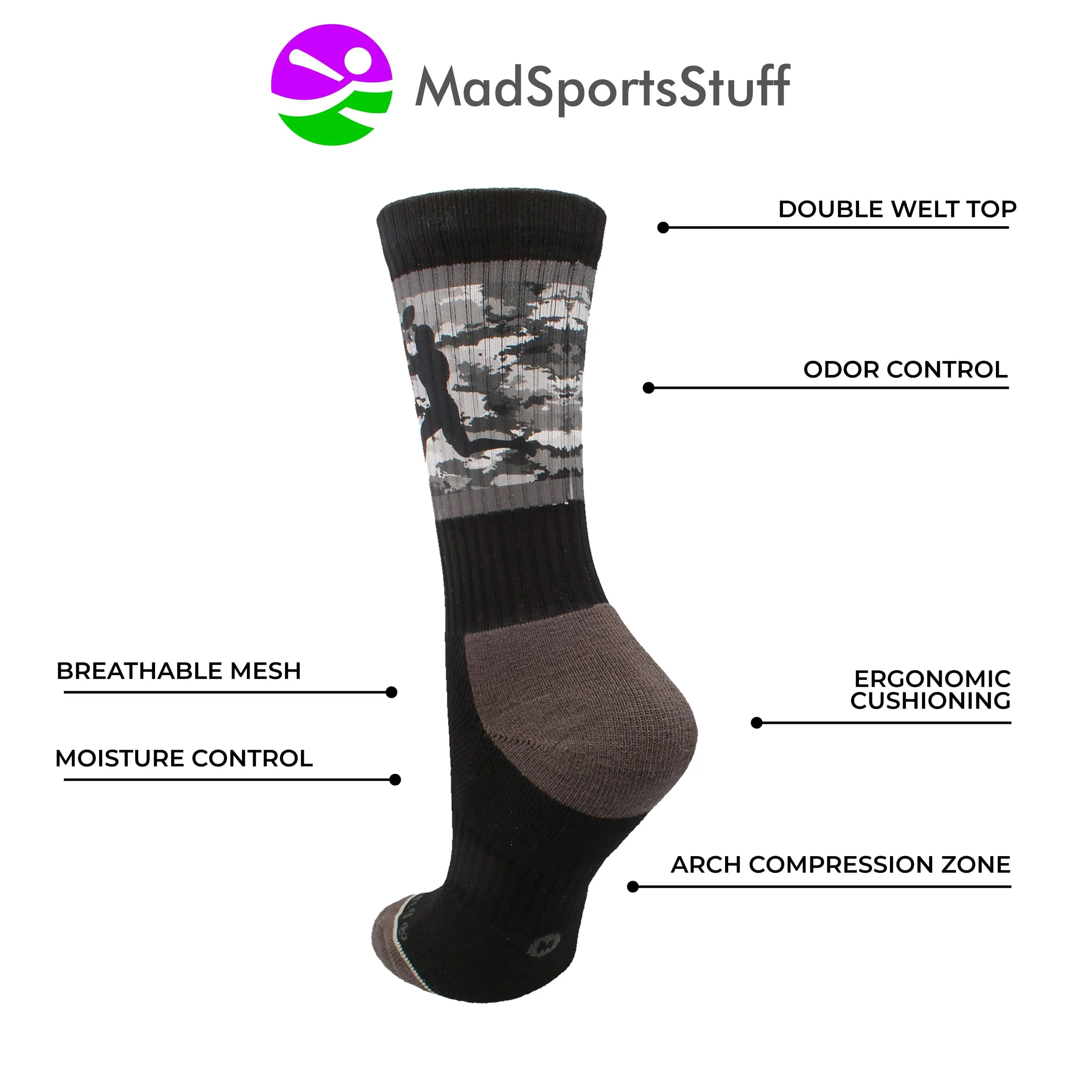 Football Socks with Player on Camo Background