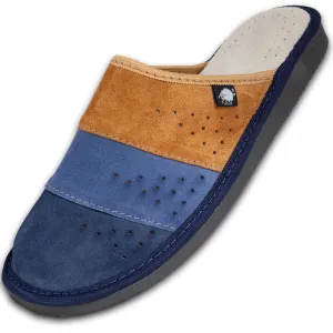 FOOTHUGS Men's Natural Leather Mule Slippers with Health Insole and Arch Support | Nature - Sunset