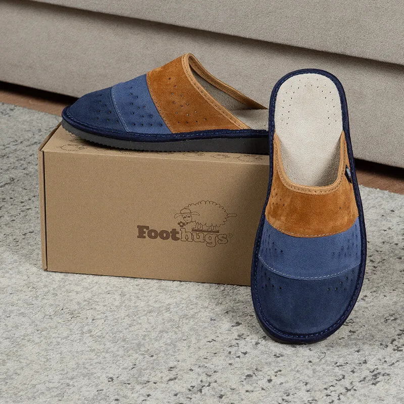 FOOTHUGS Men's Natural Leather Mule Slippers with Health Insole and Arch Support | Nature - Sunset