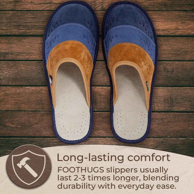 FOOTHUGS Men's Natural Leather Mule Slippers with Health Insole and Arch Support | Nature - Sunset