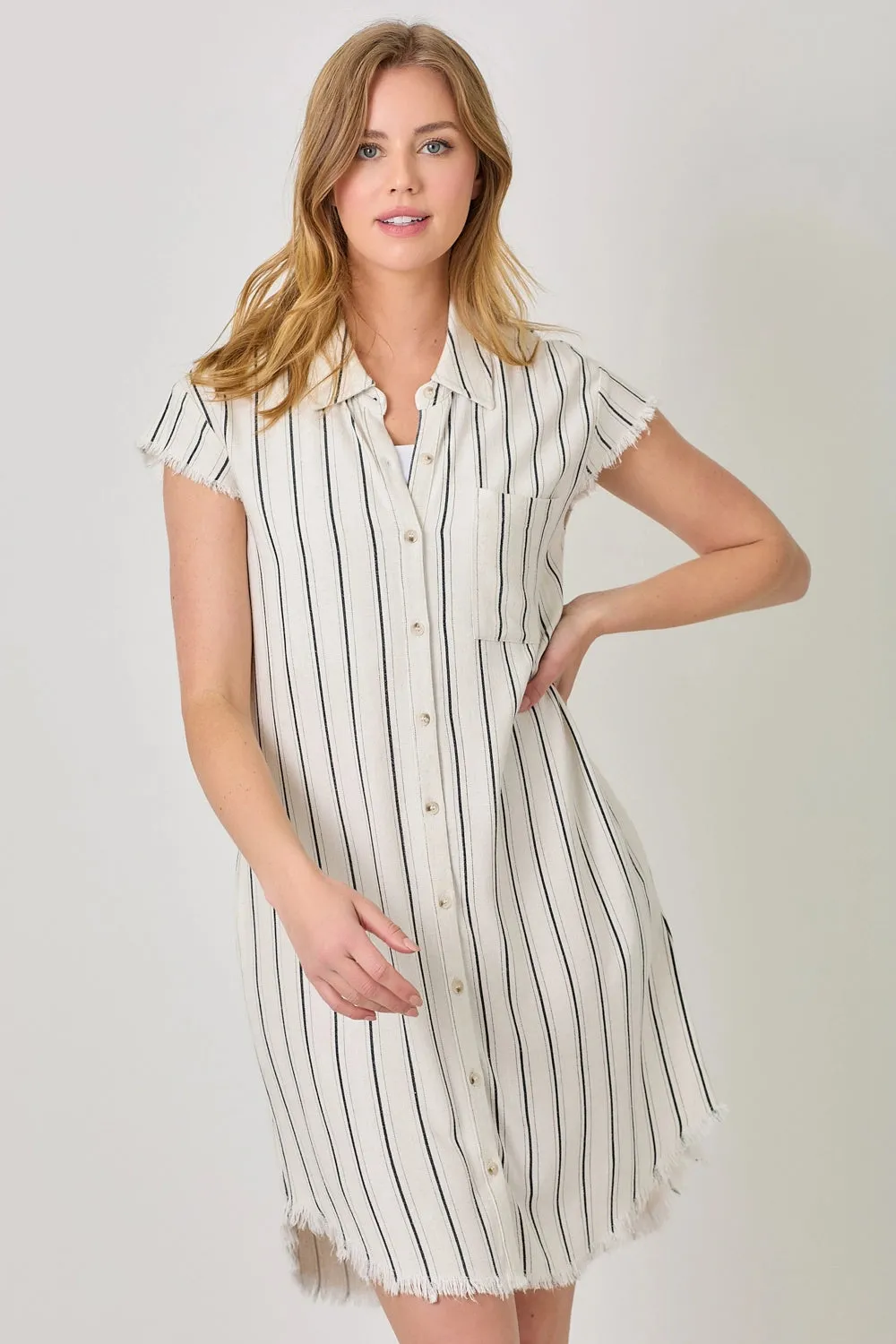 Frayed Edge Shirt Dress