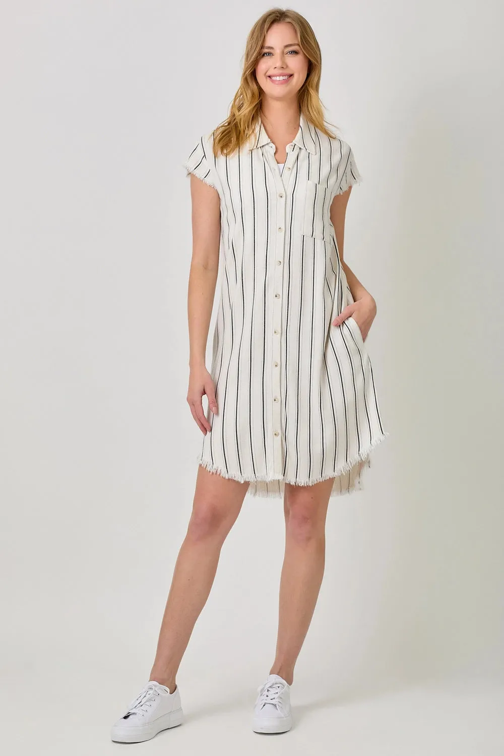 Frayed Edge Shirt Dress