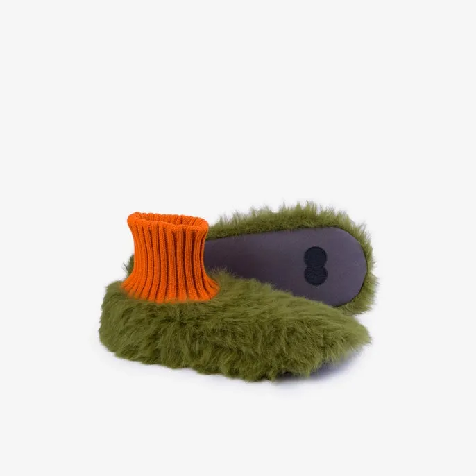Fur Sock Slippers - Moss