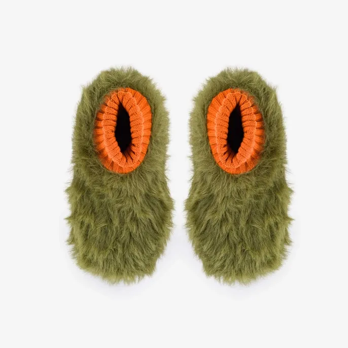 Fur Sock Slippers - Moss