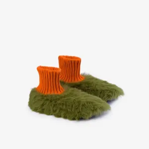 Fur Sock Slippers - Moss