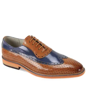 Giovanni Rio Wingtip Lace Up Dress Shoes - Tan/Blue