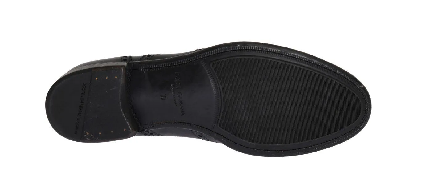 Gray Leather Wingtip Oxford Shoes