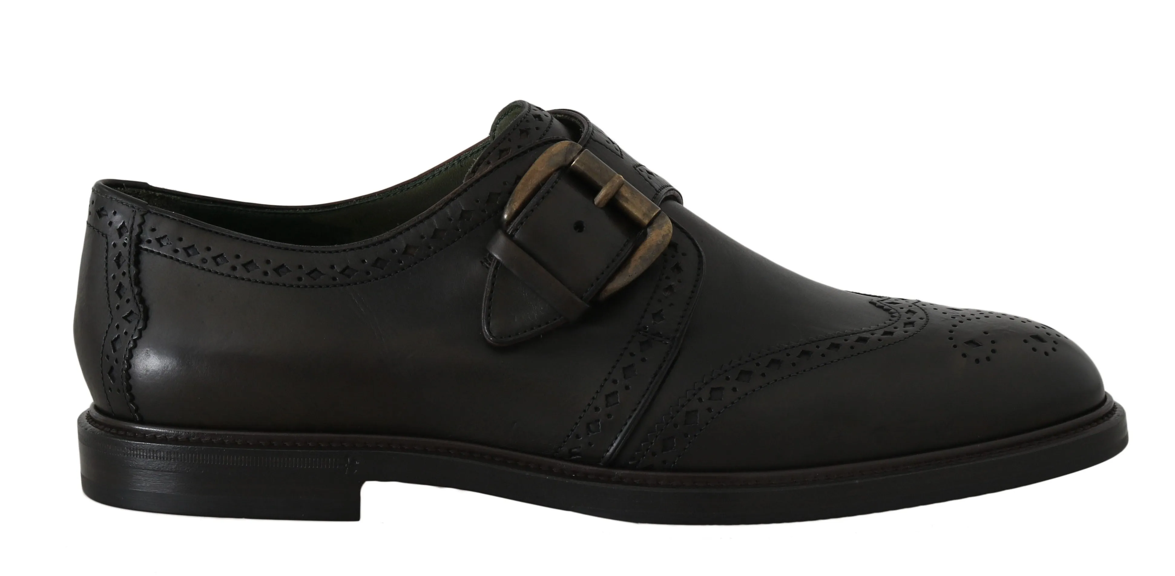 Green Leather Derby Monkstrap Mens Shoes