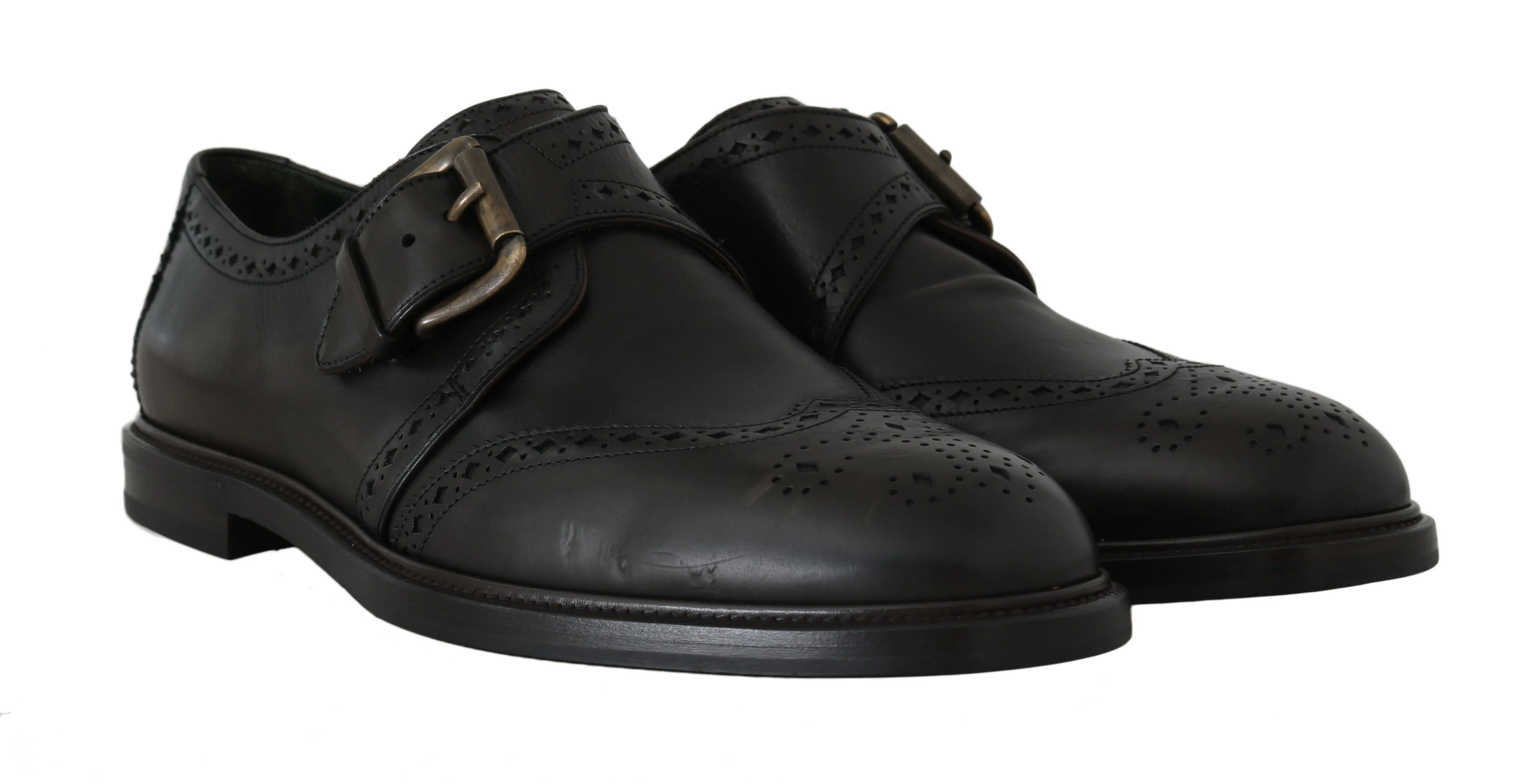 Green Leather Derby Monkstrap Mens Shoes