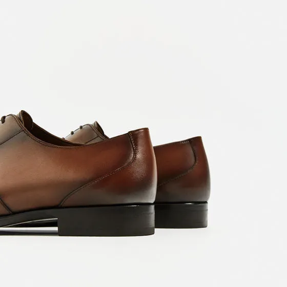 Handmade Brown Wingtip Leather Dress Shoes for Men