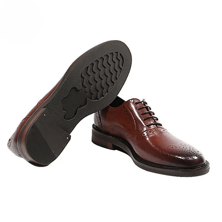 Handmade Cap-Toe Brogue Dress Shoes in Premium Cow Leather