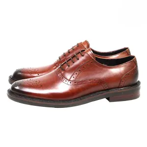 Handmade Cap-Toe Brogue Dress Shoes in Premium Cow Leather