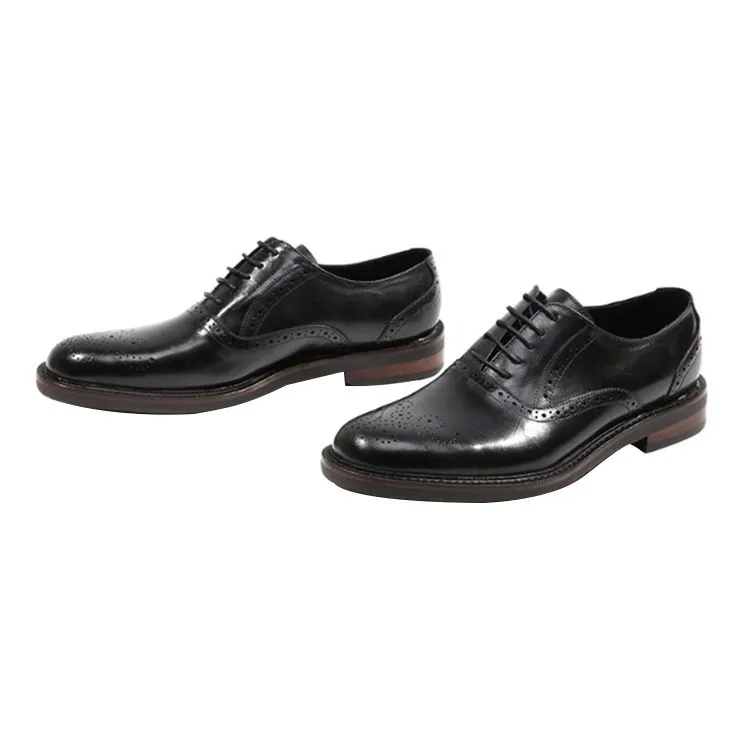 Handmade Cap-Toe Brogue Dress Shoes in Premium Cow Leather