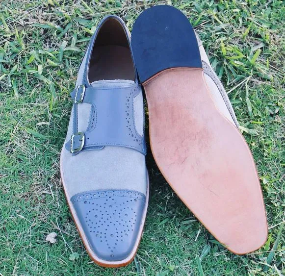 Handmade Formal Monk Shoes, Leather Dress Shoes for Men