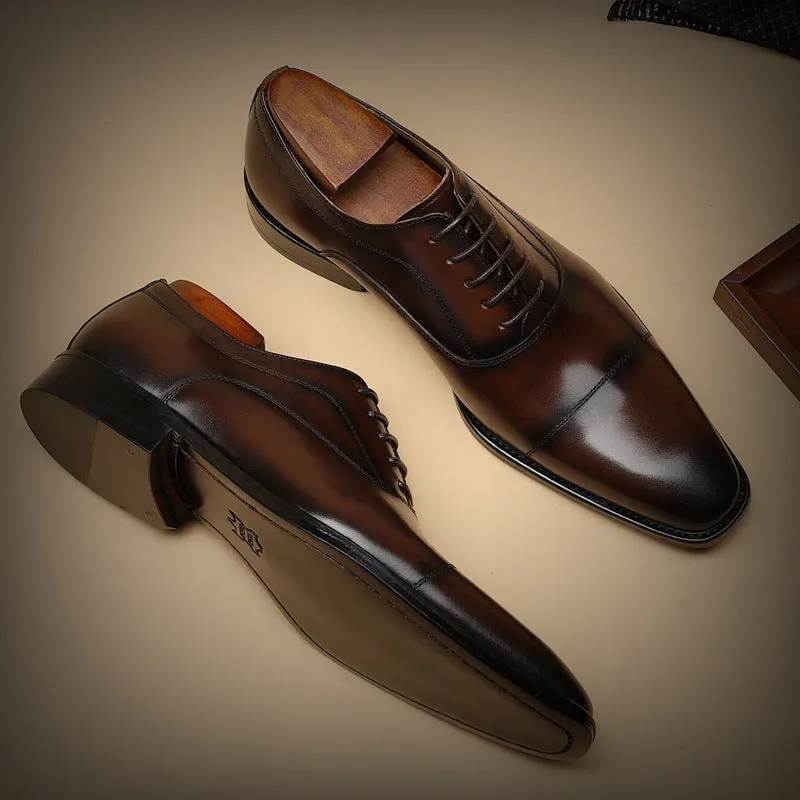 Handmade Premium Leather Cap-Toe Oxford Dress Shoes