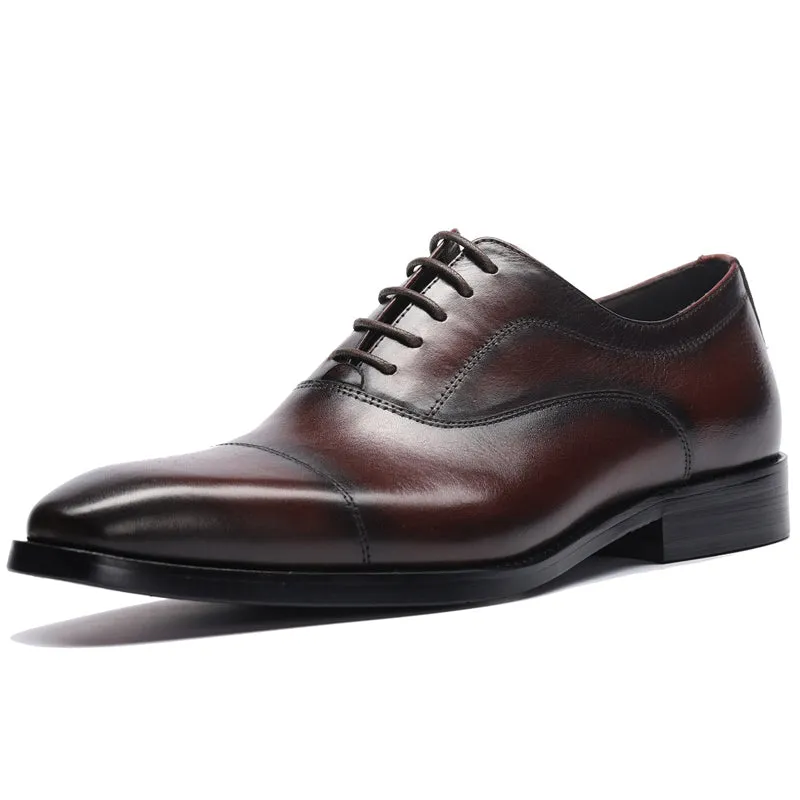 Handmade Premium Leather Cap-Toe Oxford Dress Shoes