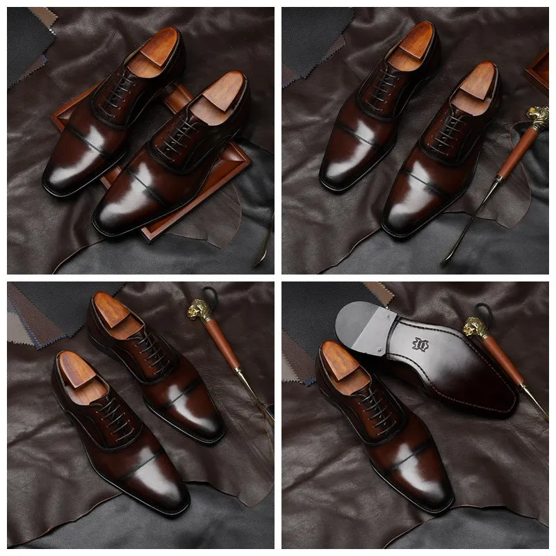 Handmade Premium Leather Cap-Toe Oxford Dress Shoes