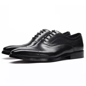 Handmade Premium Leather Cap-Toe Oxford Dress Shoes