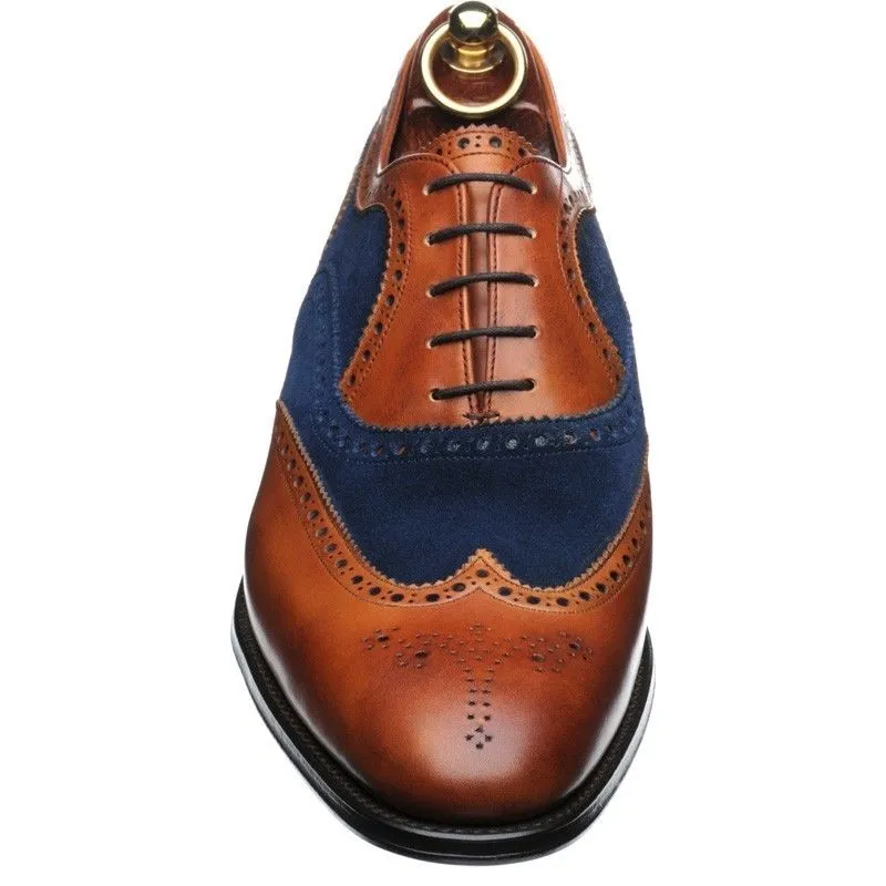 Handmade Two Tone Wingtip Brogue Shoes for Men