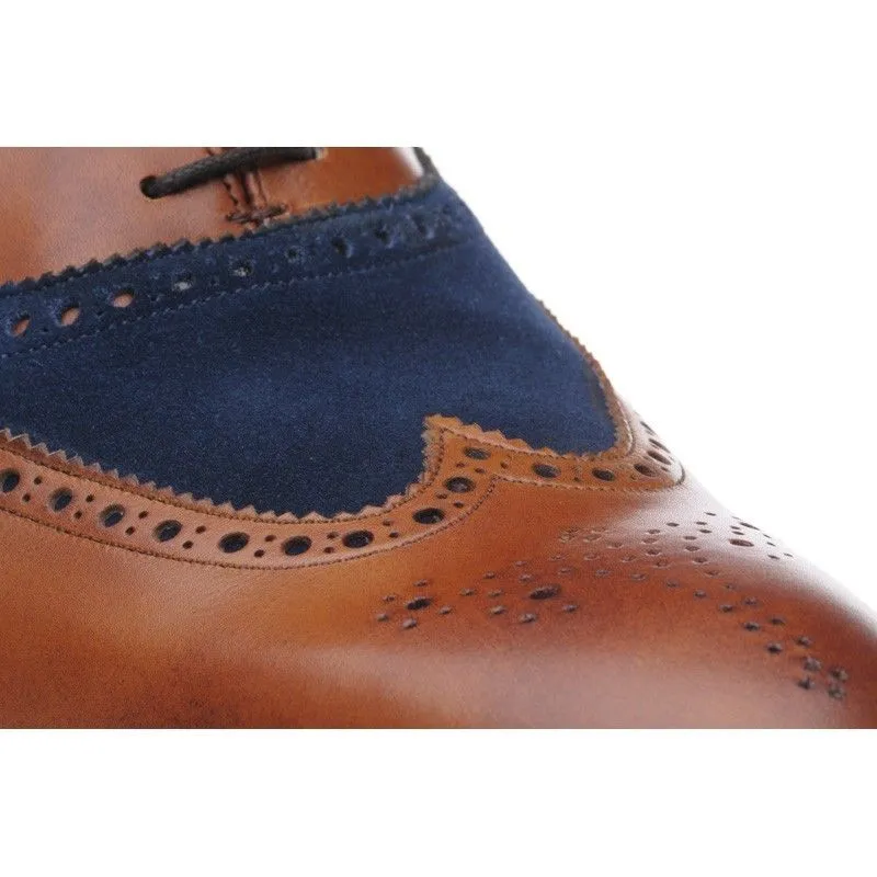 Handmade Two Tone Wingtip Brogue Shoes for Men