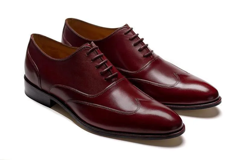 Handmade Wingtip Burgundy Formal Shoes for Men
