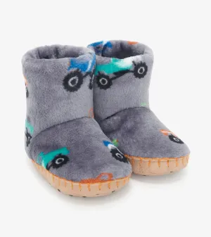 Hatley Boys Fuzzy Fleece Slippers - Monster Trucks