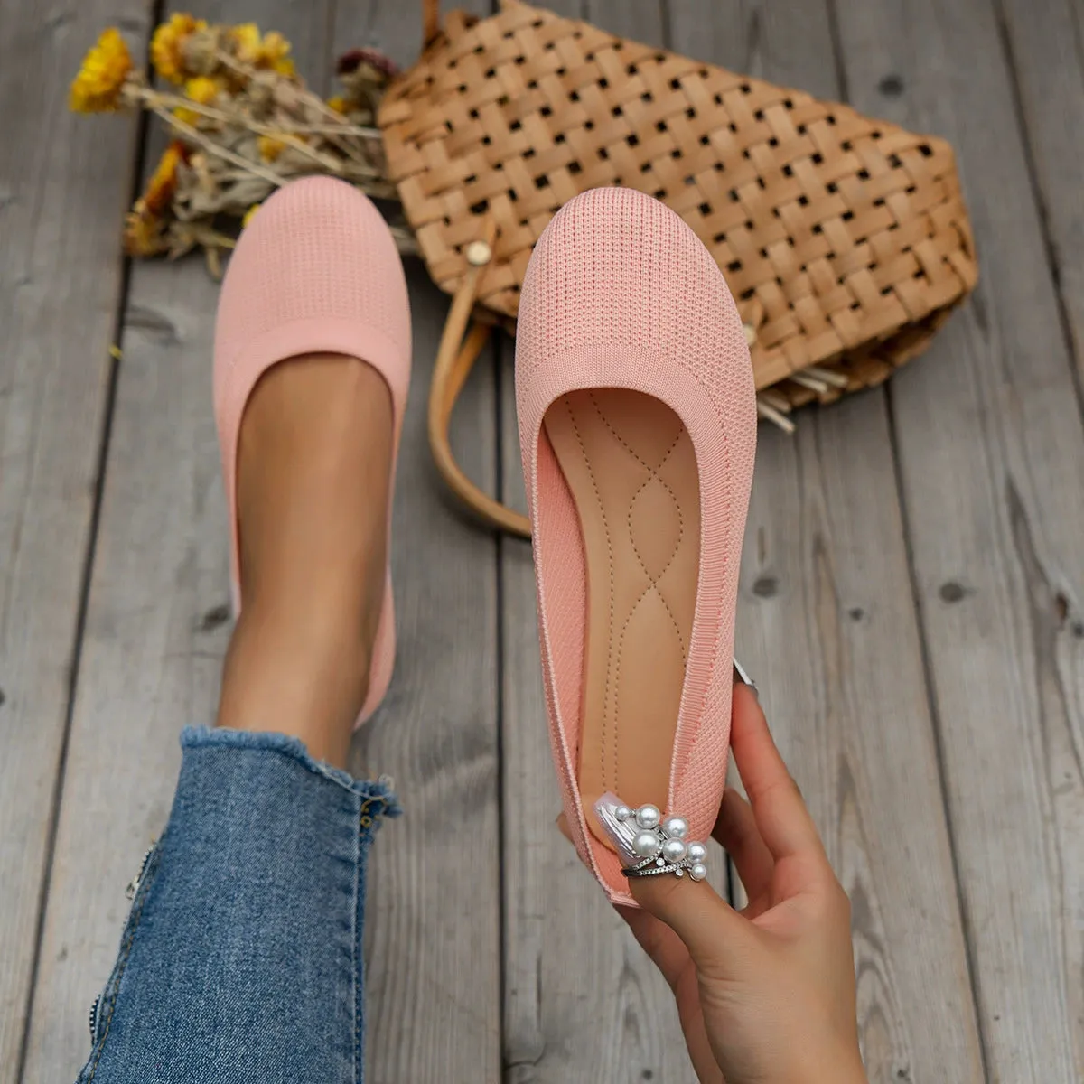 Hatmeo Braided Women's Comfortable Breathable Flat Shoes