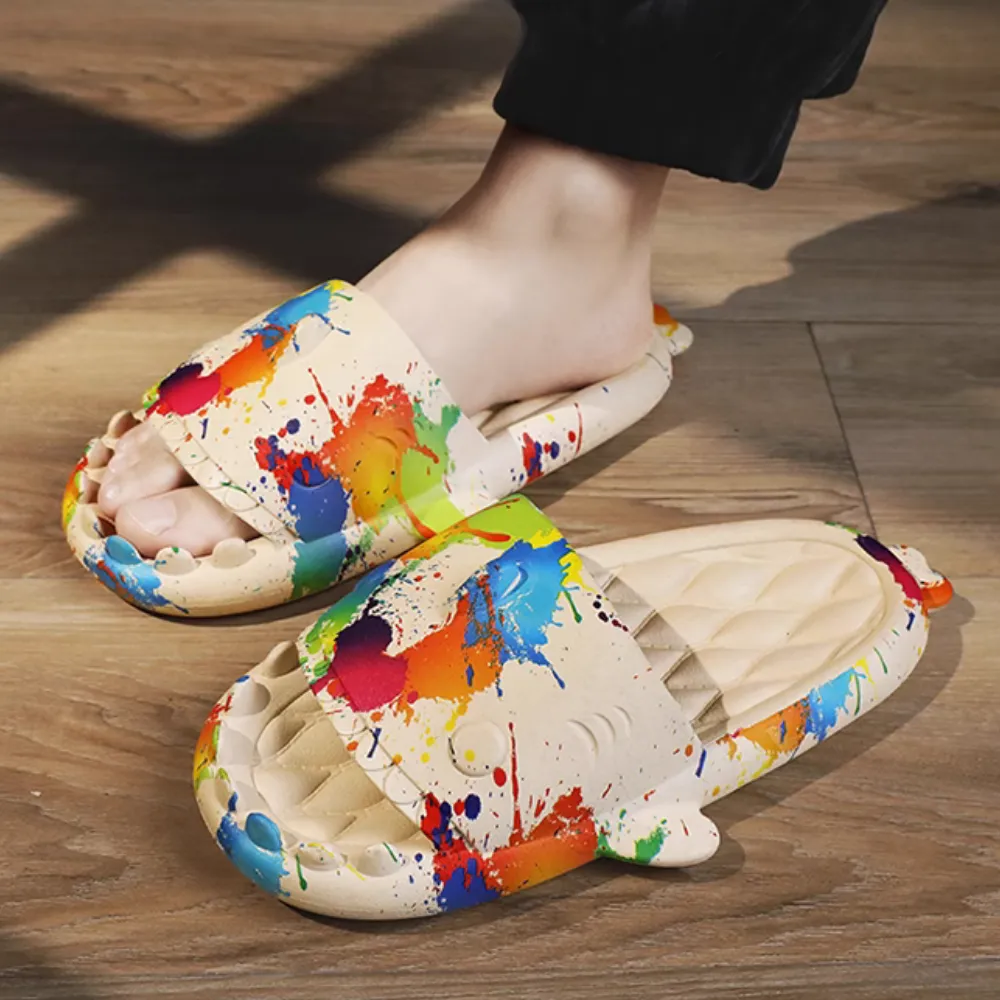 High Street Shark Graffiti Slippers