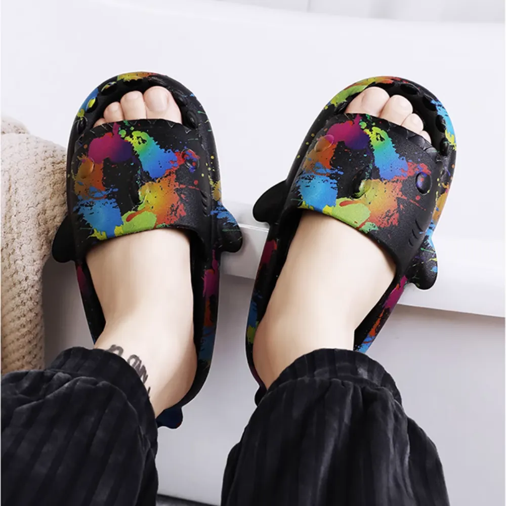 High Street Shark Graffiti Slippers
