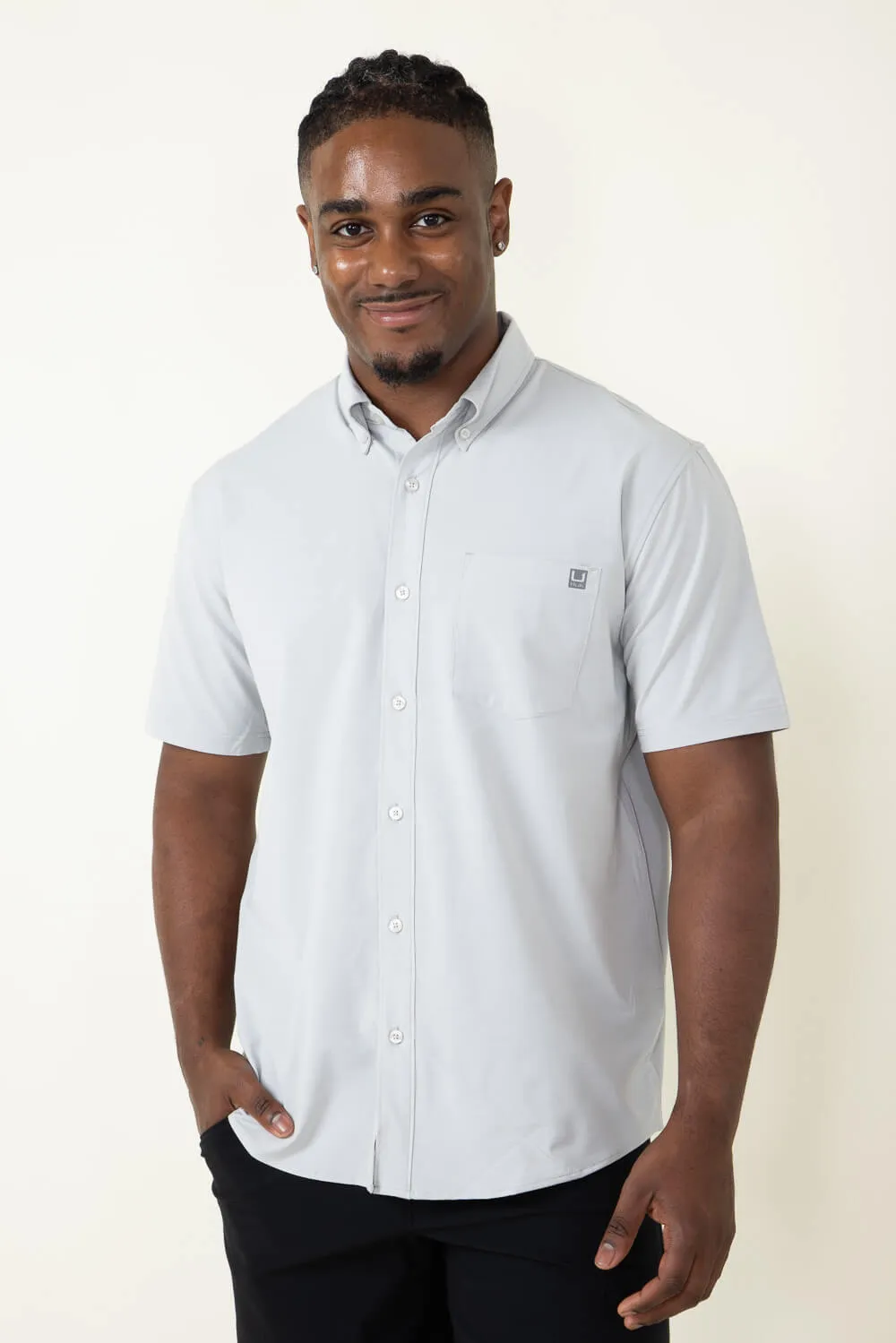 Huk Fishing Kona Button Down Shirt for Men in Grey | H1500154-034