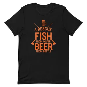 I rescue fish from water beer from bottle