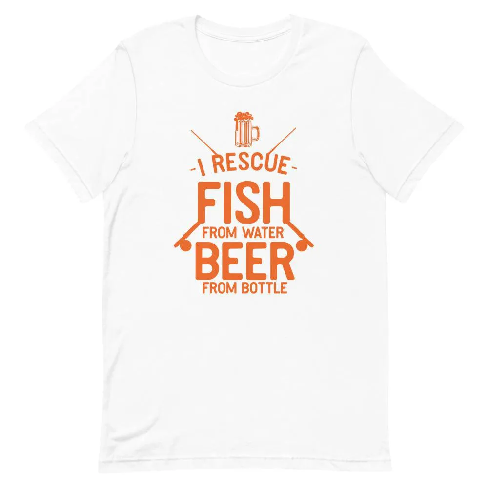 I rescue fish from water beer from bottle