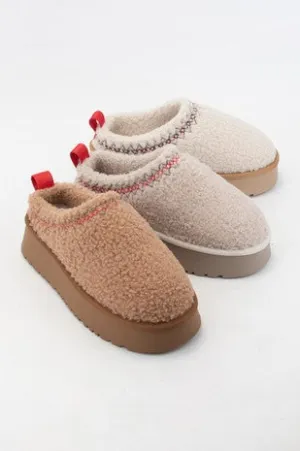 ISAAC BORG FUR PLATFORM SHERPA UGG STYLE SLIPPERS