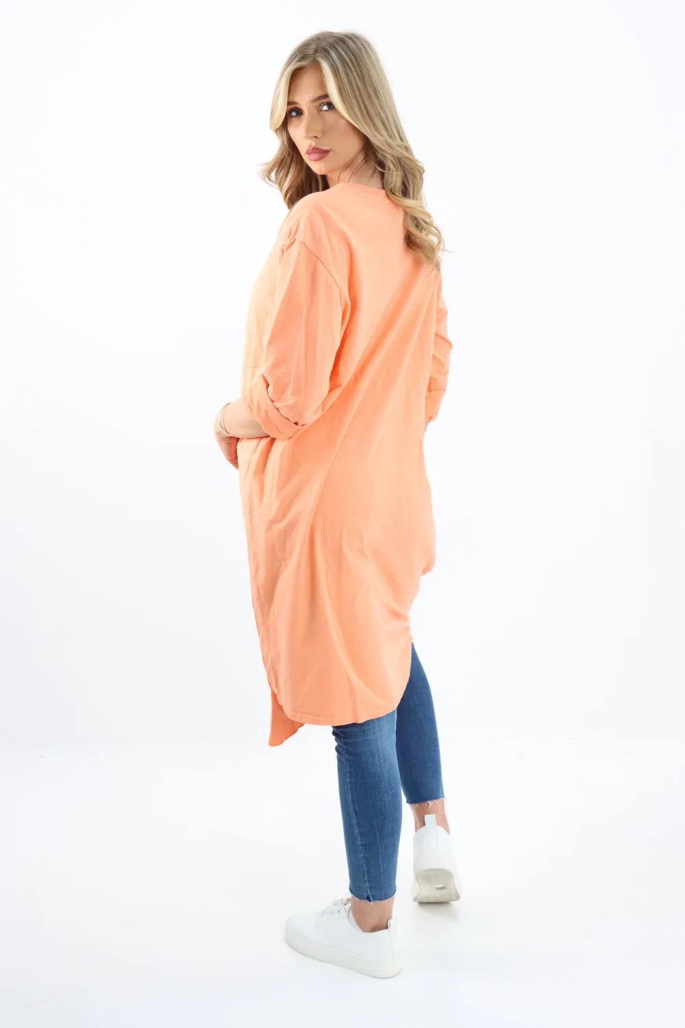 Italian Cotton Midi Dress Orange Sz 8-16