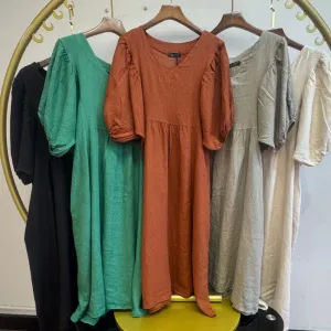 Italian Linen Dress - Black