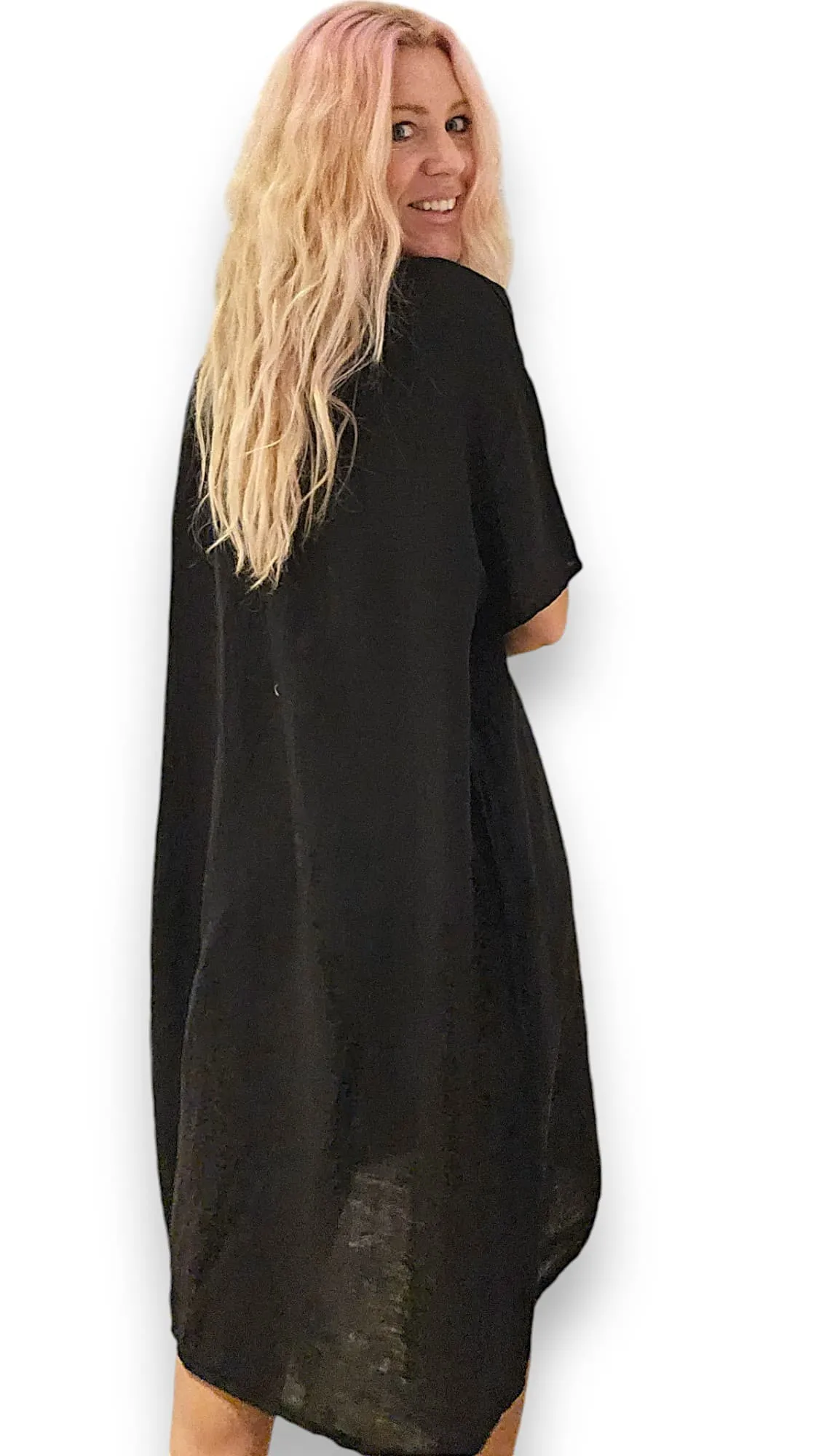 Italian T-Shape Dress Helga May Dress ~ Black