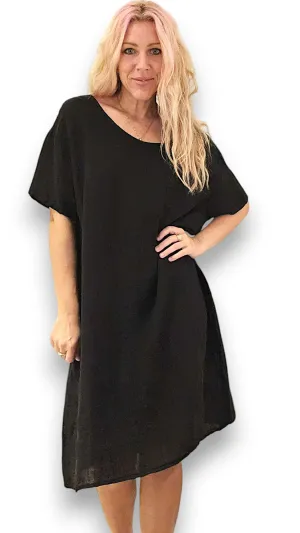 Italian T-Shape Dress Helga May Dress ~ Black