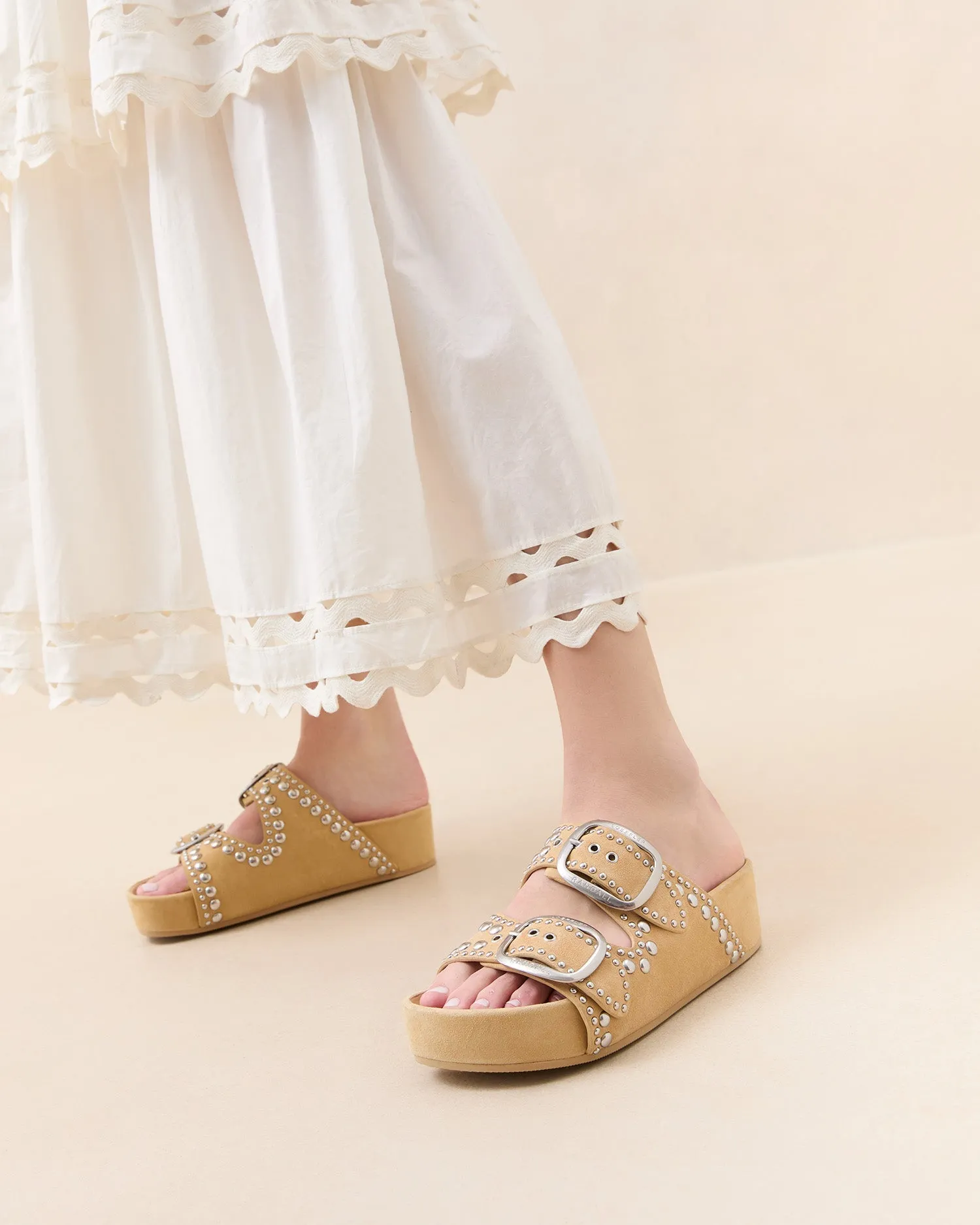 Jack Saffron Suede Studded Sandal